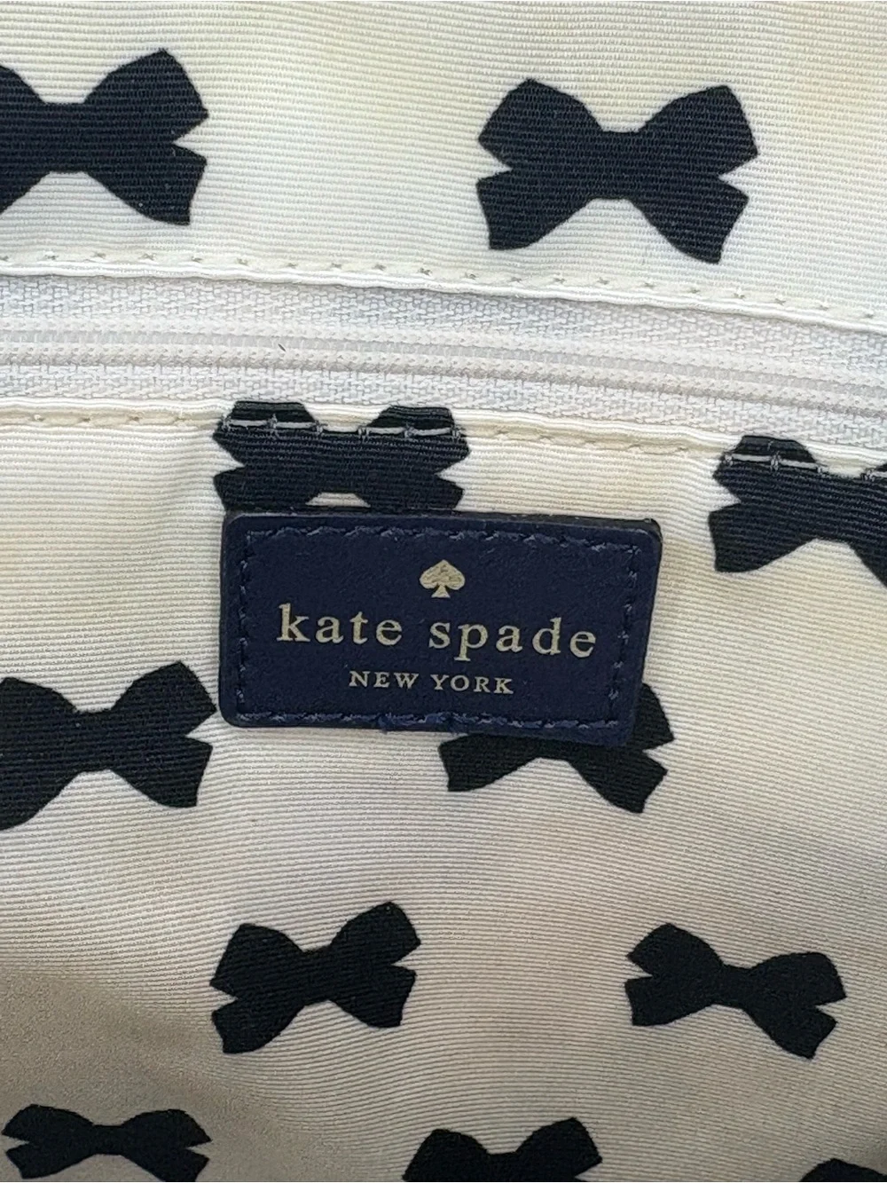 EUC Kate Spade Marguerite Lilac Road Navy Blue Leather/Canvas Shoulder Bag Purse